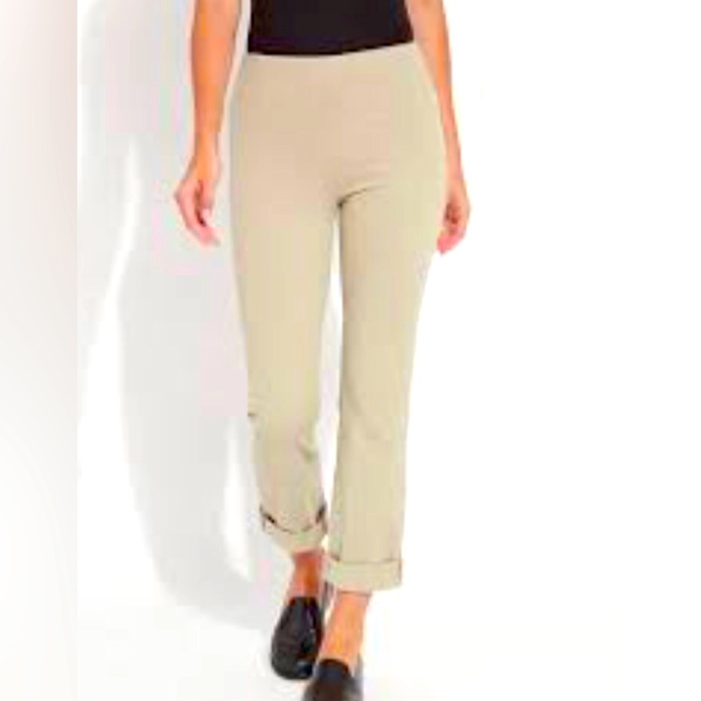 Lysse Boyfriend Denim Small Pull On Straight Leg Stretch Casual Tan Gray